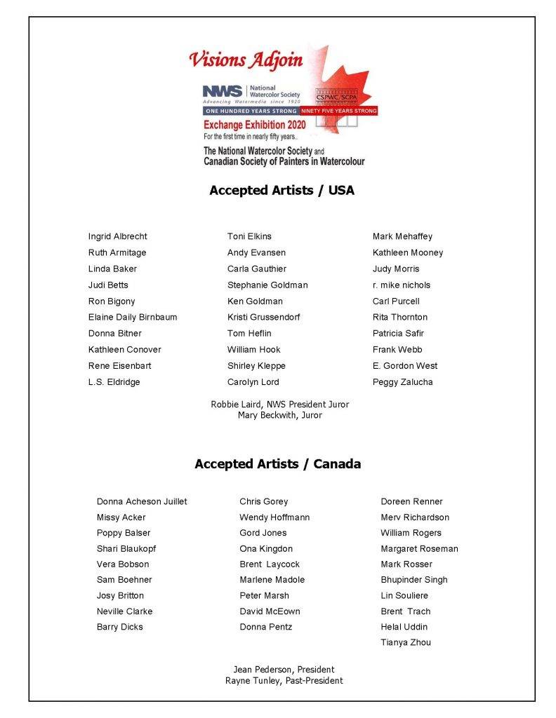 Visions Adjoin accepted Artists