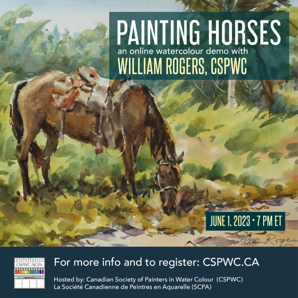 Painting Horses in Watercolour Online watercolour demonstration June 1 2023 at 7 pm Eastern time