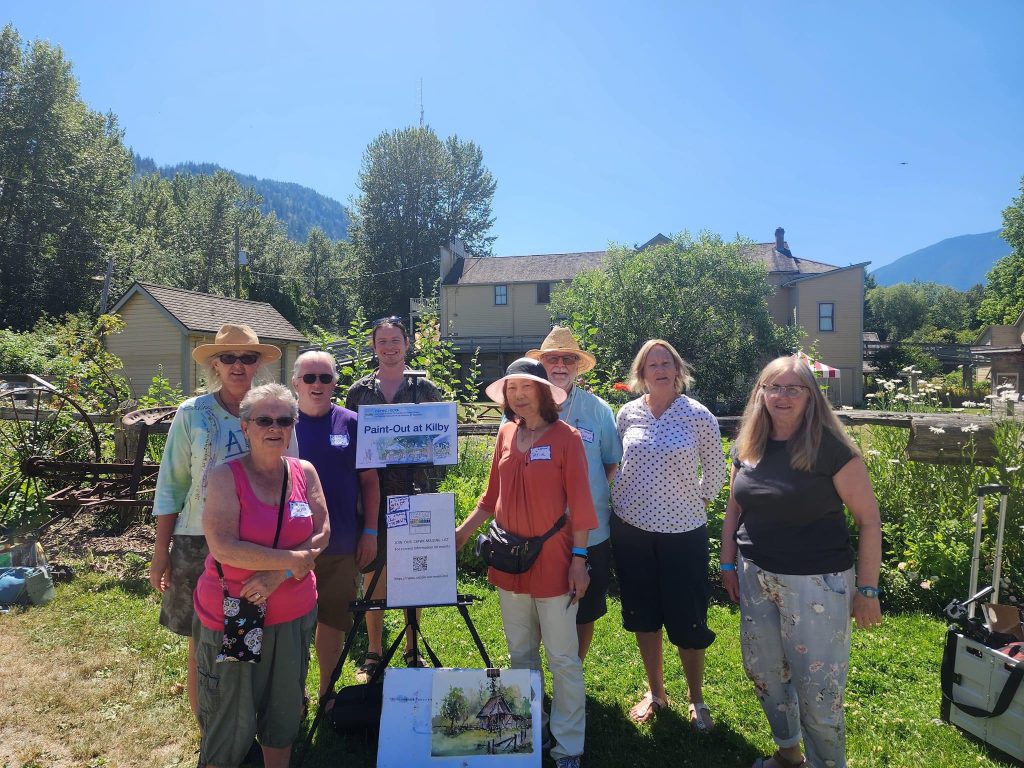 A group of painters gathered for a paint-out at Kilby Historic Village in Harrison Mills, BC